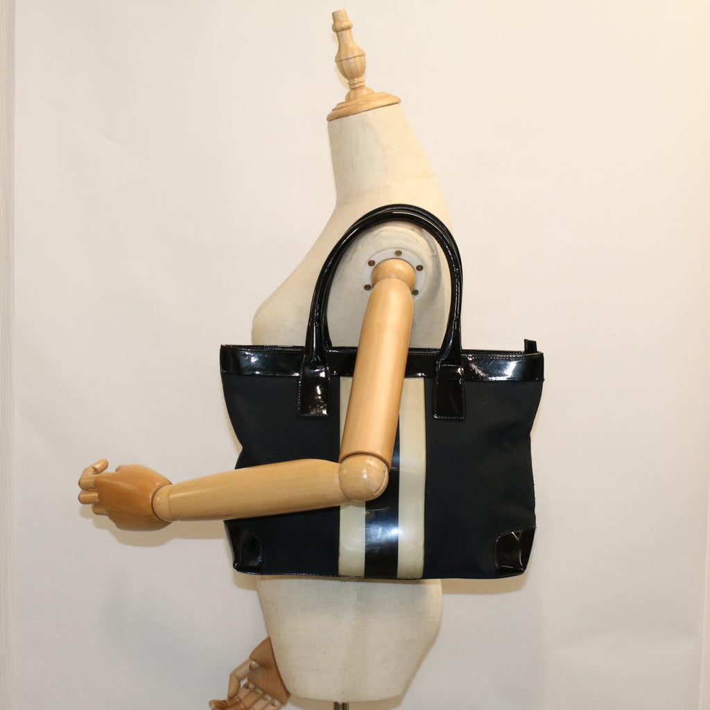 GUCCI Sherry Line Hand Bag Canvas Navy Black white 0021119 56397
