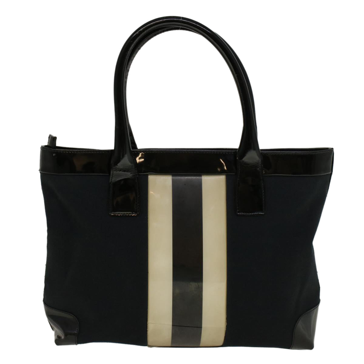 GUCCI Sherry Line Hand Bag Canvas Navy Black white 0021119 56397