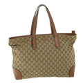 GUCCI GG Canvas Web Sherry Line Tote Bag Beige Red Green 308928 56399