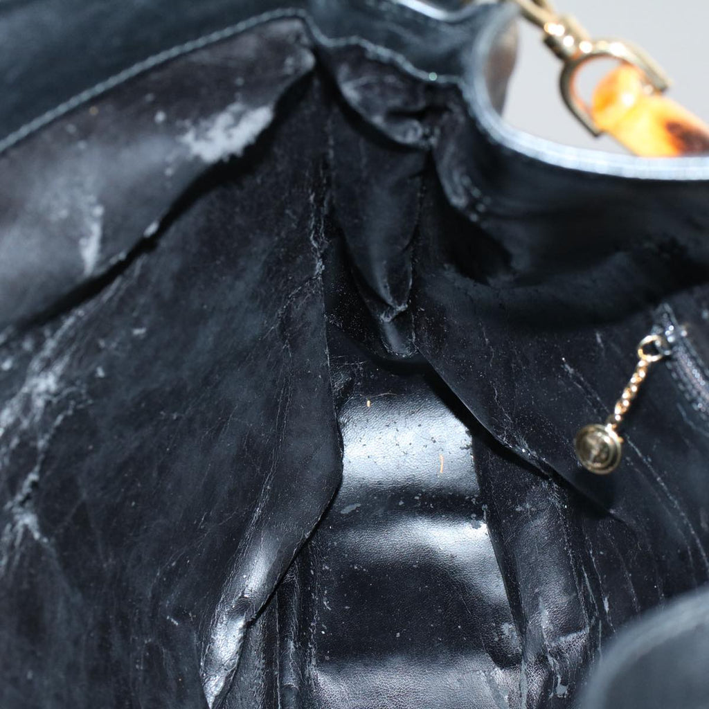 GUCCI Bamboo Shoulder Bag Leather 2way Black 001 2123 1633 56406