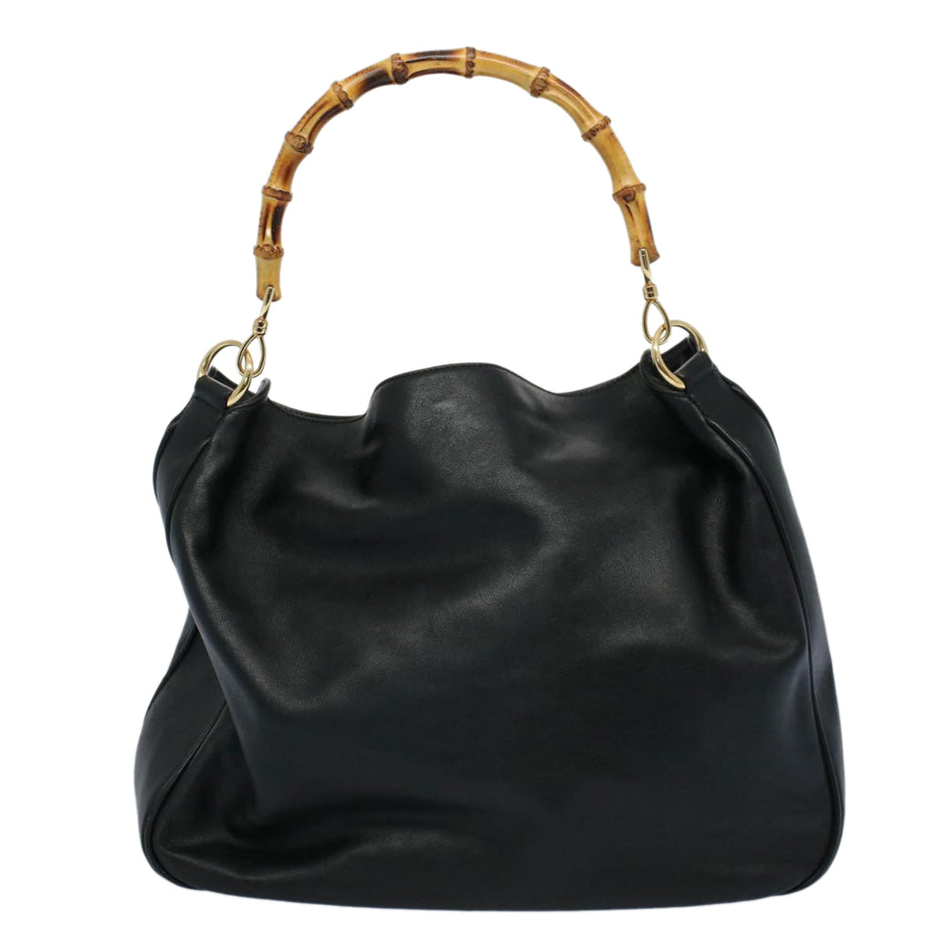 GUCCI Bamboo Shoulder Bag Leather 2way Black 001 2123 1633 56406