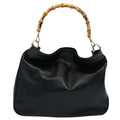 GUCCI Bamboo Shoulder Bag Leather 2way Black 001 2123 1633 56406