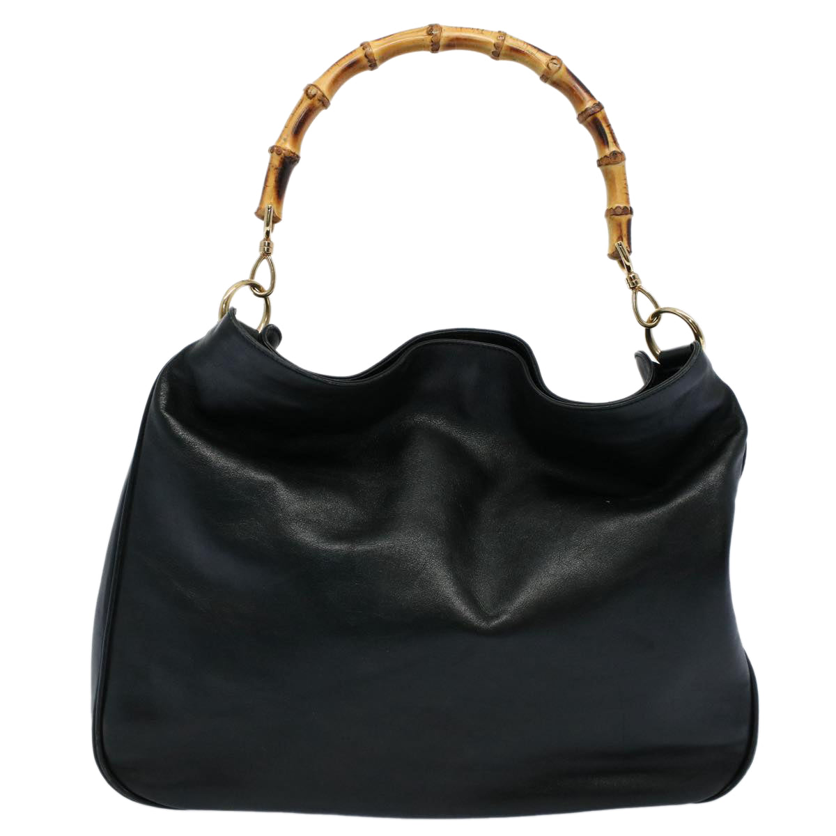 GUCCI Bamboo Shoulder Bag Leather 2way Black 001 2123 1633 56406