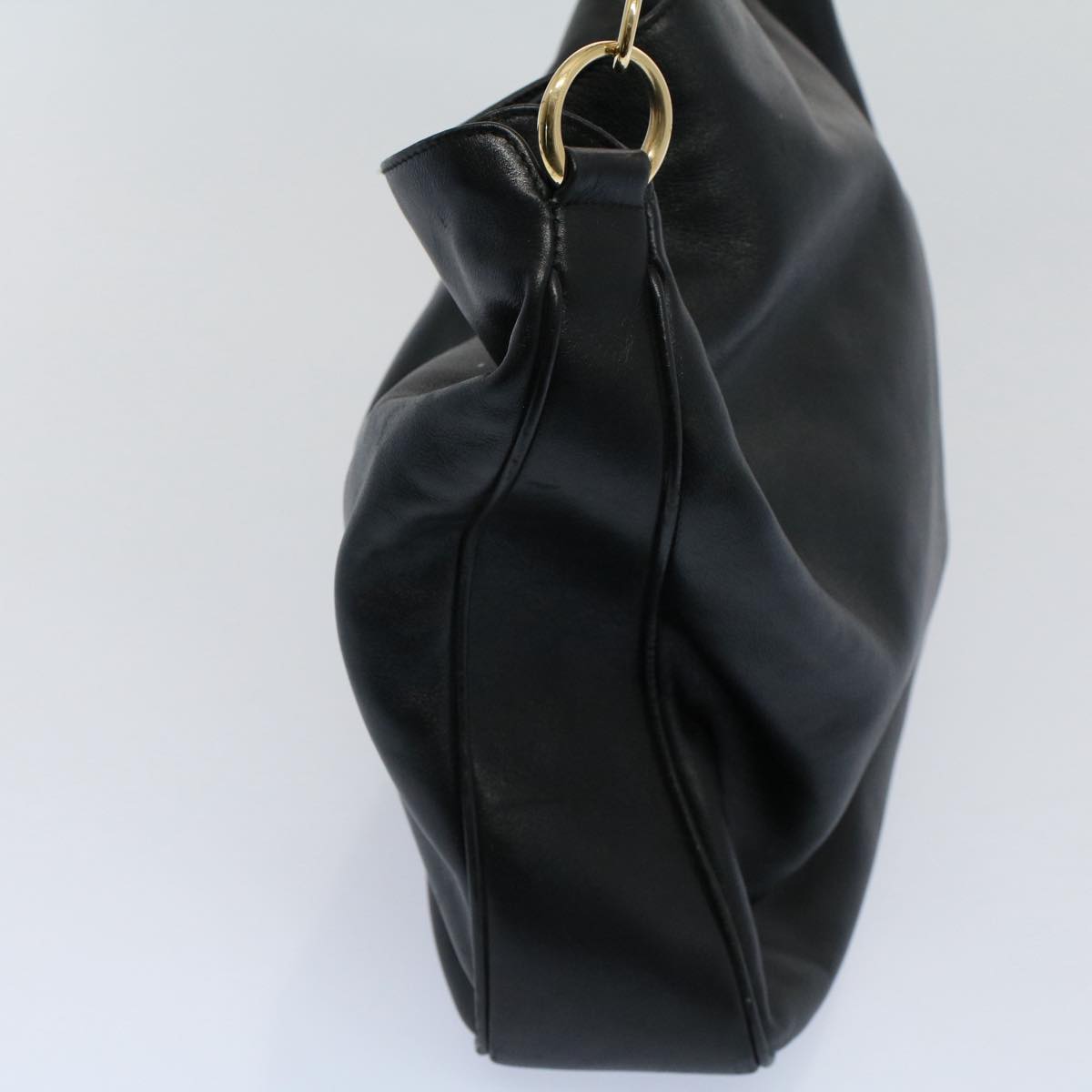 GUCCI Bamboo Shoulder Bag Leather 2way Black 001 2123 1633 56406