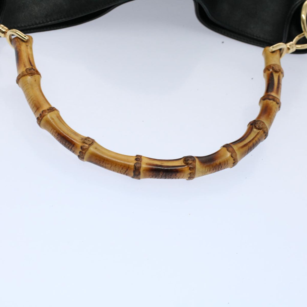 GUCCI Bamboo Shoulder Bag Leather 2way Black 001 2123 1633 56406