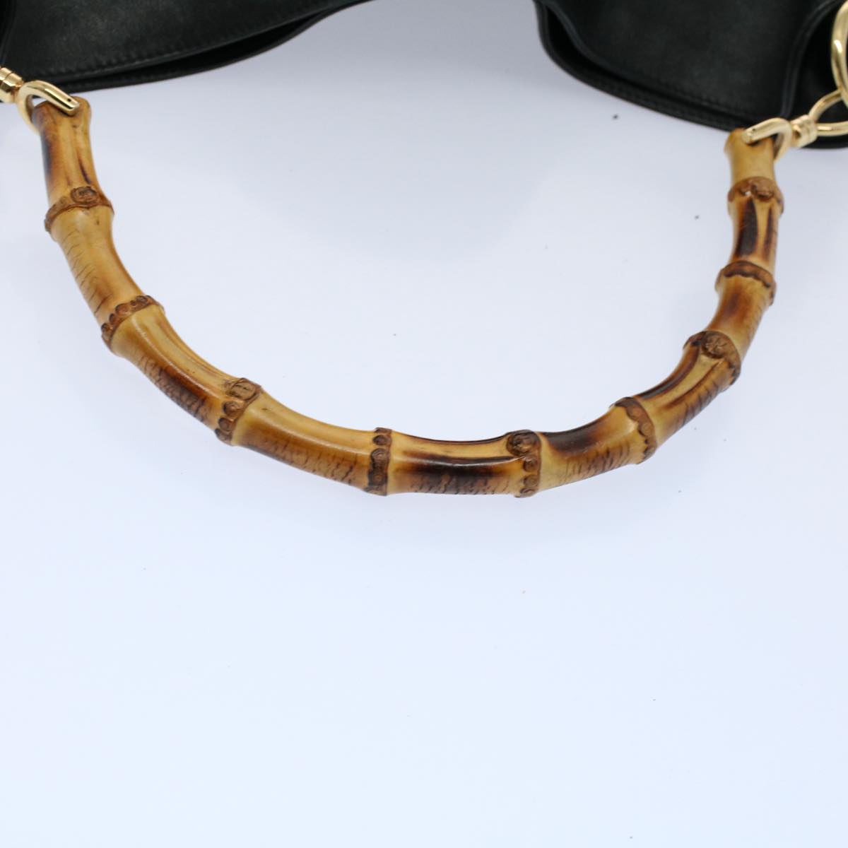 GUCCI Bamboo Shoulder Bag Leather 2way Black 001 2123 1633 56406