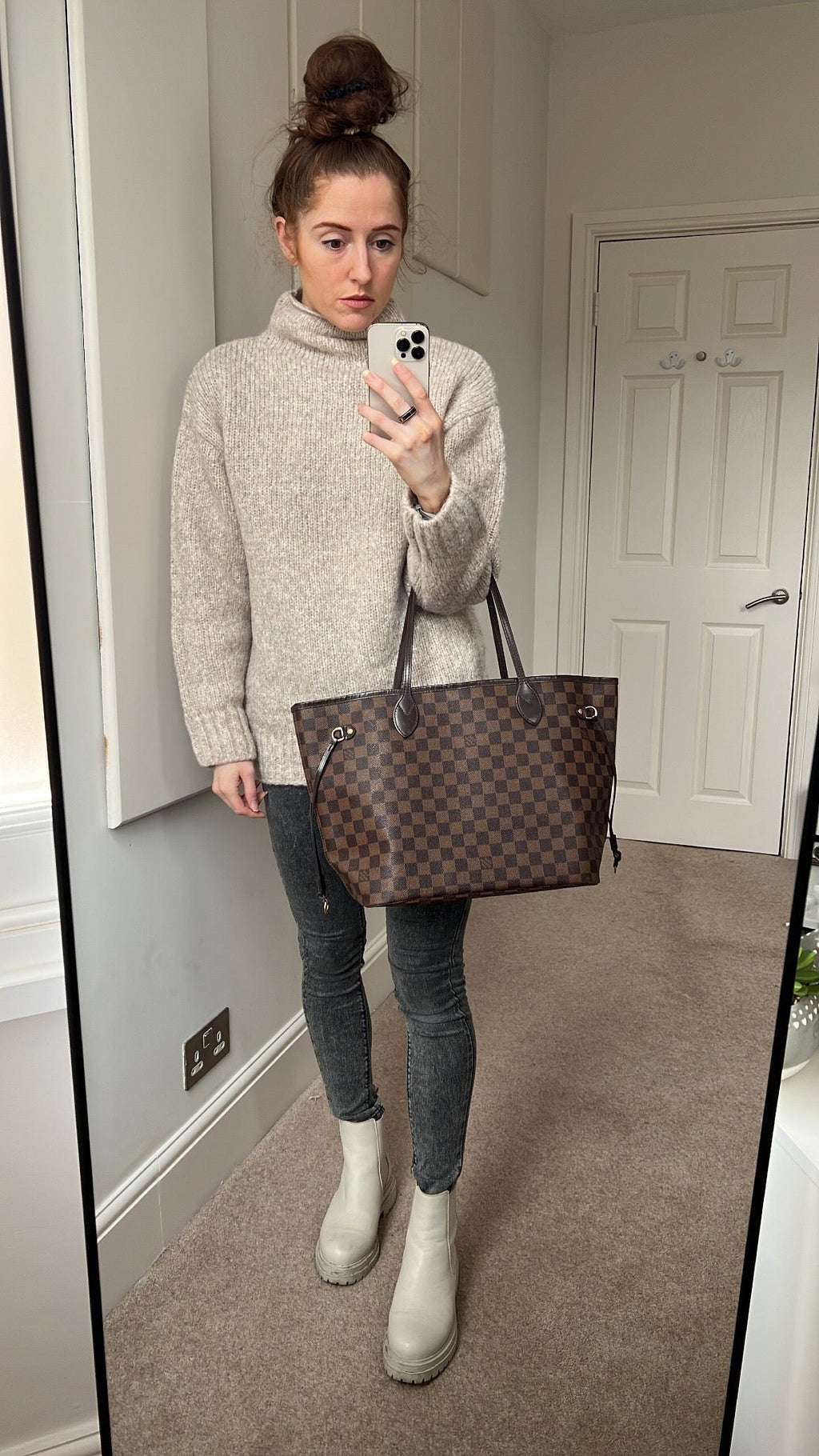 Louis Vuitton Neverfull MM Damier Ebene Rose Ballerine (RRP £1410)