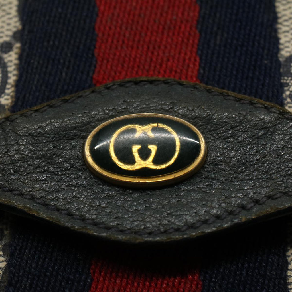 GUCCI GG Supreme Sherry Line Clutch Bag Red Navy gray 89 01 006 56451