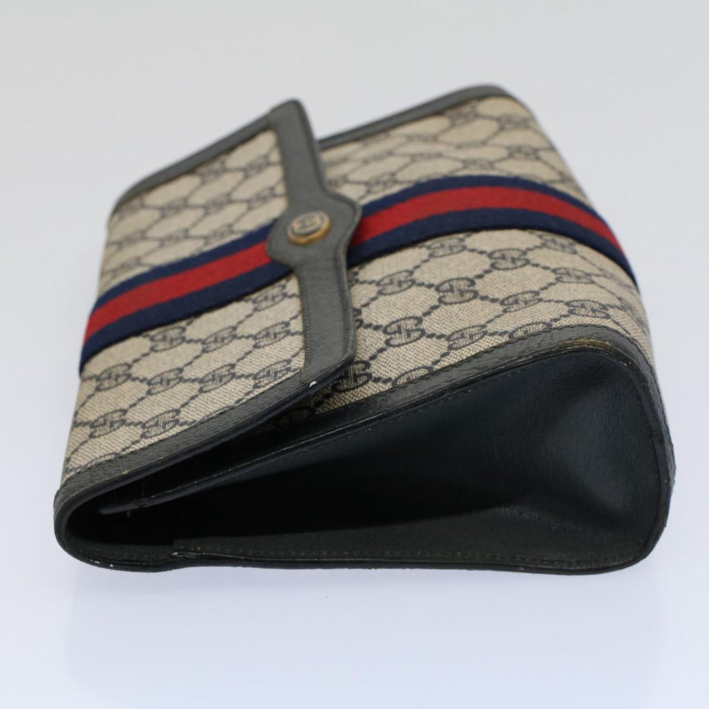 GUCCI GG Supreme Sherry Line Clutch Bag Red Navy gray 89 01 006 56451