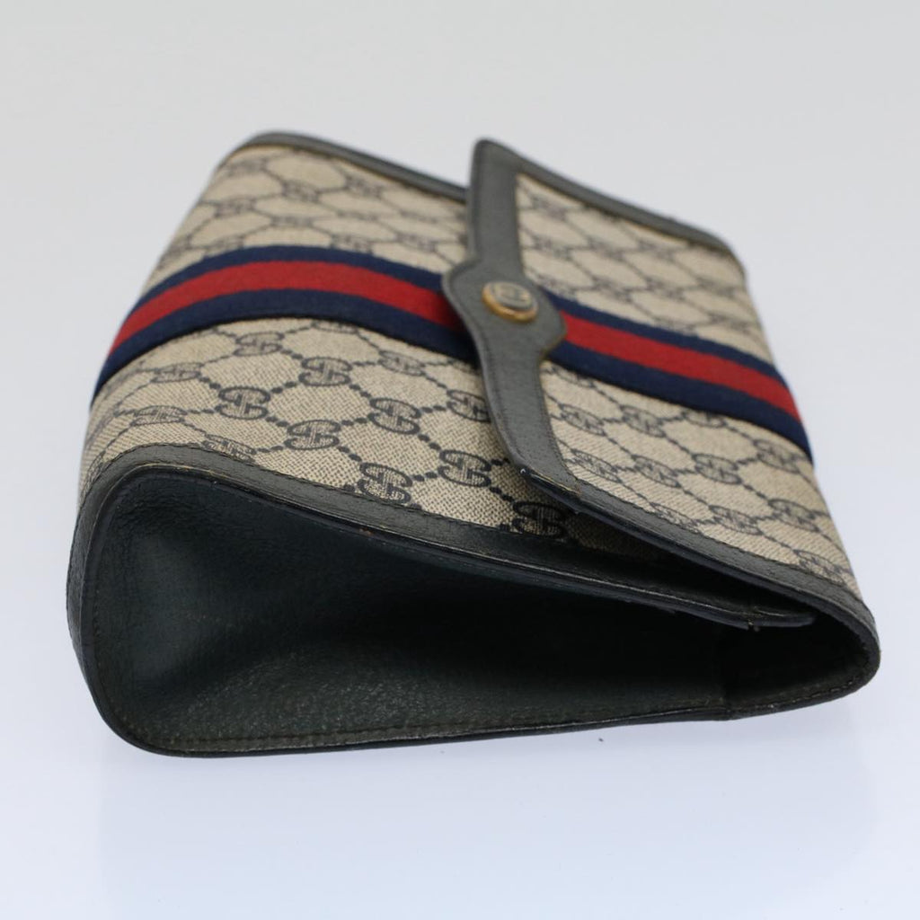 GUCCI GG Supreme Sherry Line Clutch Bag Red Navy gray 89 01 006 56451