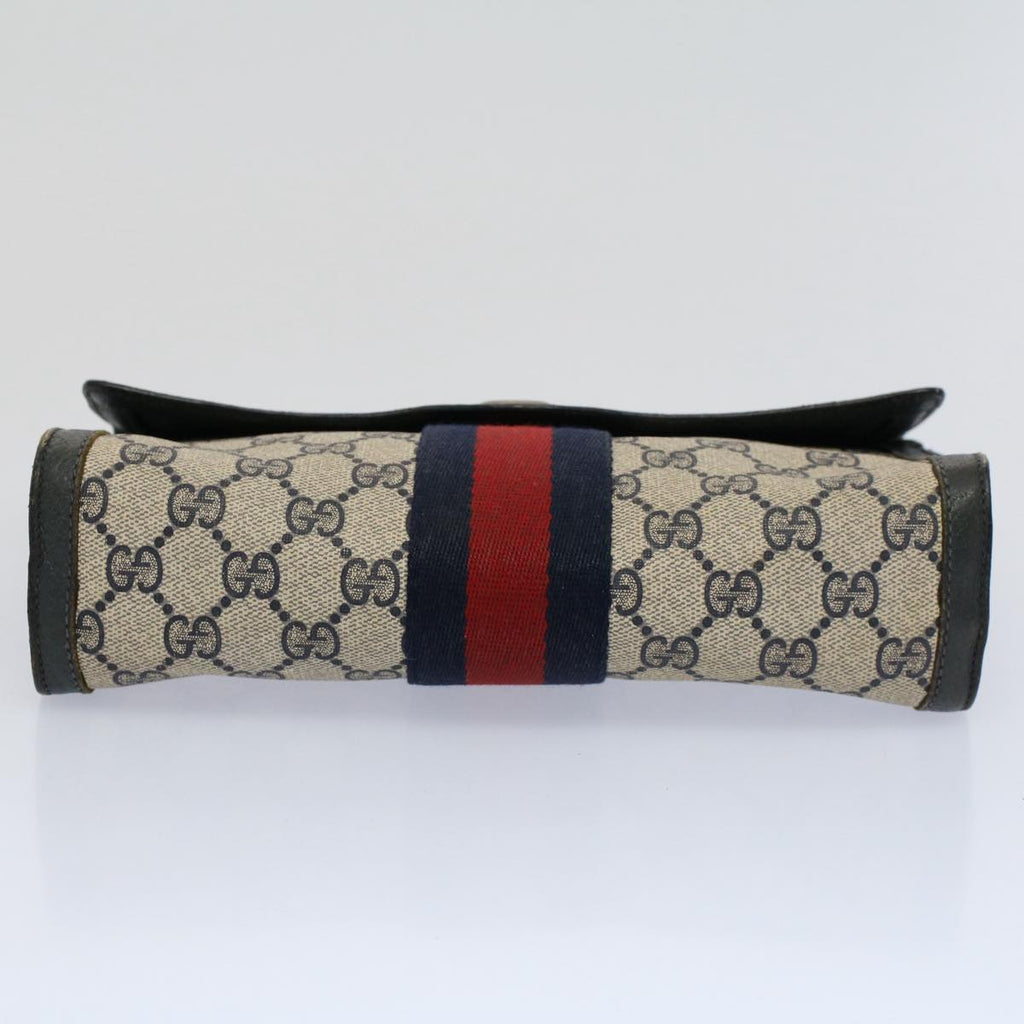 GUCCI GG Supreme Sherry Line Clutch Bag Red Navy gray 89 01 006 56451