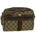 GUCCI GG Canvas Web Sherry Line Shoulder Bag PVC Leather Beige Green 56454