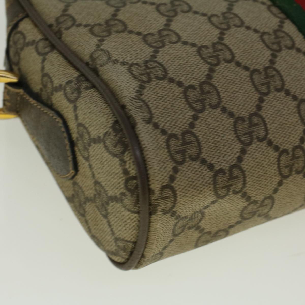 GUCCI GG Canvas Web Sherry Line Shoulder Bag PVC Leather Beige Green 56454