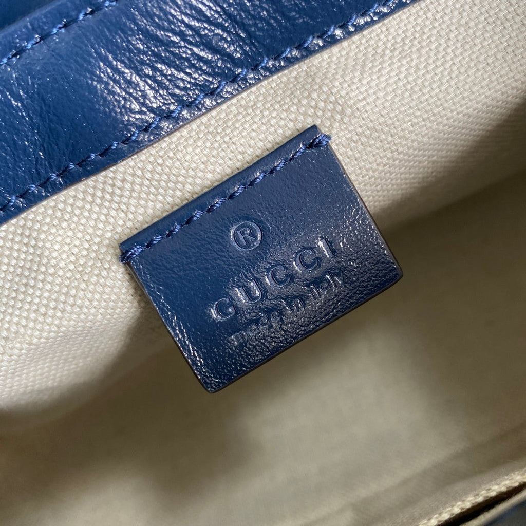 gg Marmont Mini Top Handle Bag In Pink And Blue gg Canvas For Women 8.3in/21cm gg