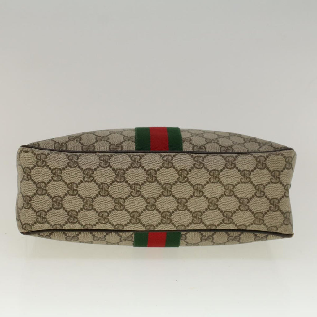 GUCCI GG Supreme Web Sherry Line Hand Bag PVC Leather Beige Red Green 56469