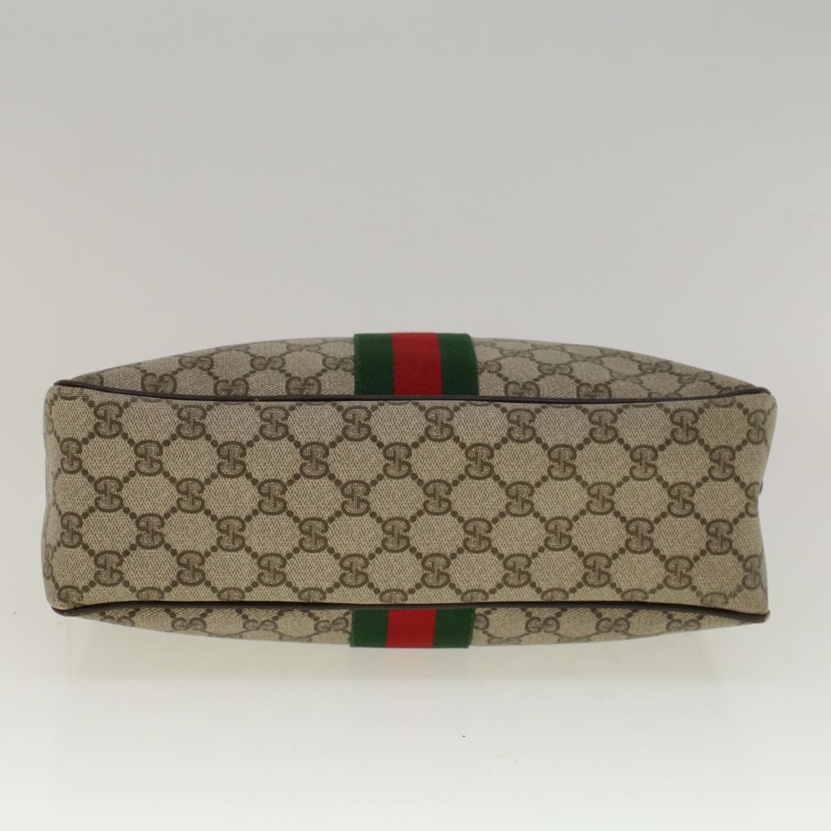GUCCI GG Supreme Web Sherry Line Hand Bag PVC Leather Beige Red Green 56469