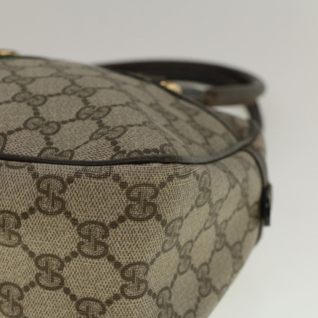 GUCCI GG Supreme Web Sherry Line Hand Bag PVC Leather Beige Red Green 56469