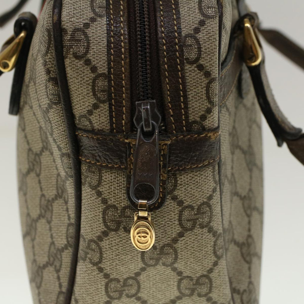 GUCCI GG Supreme Web Sherry Line Hand Bag PVC Leather Beige Red Green 56469