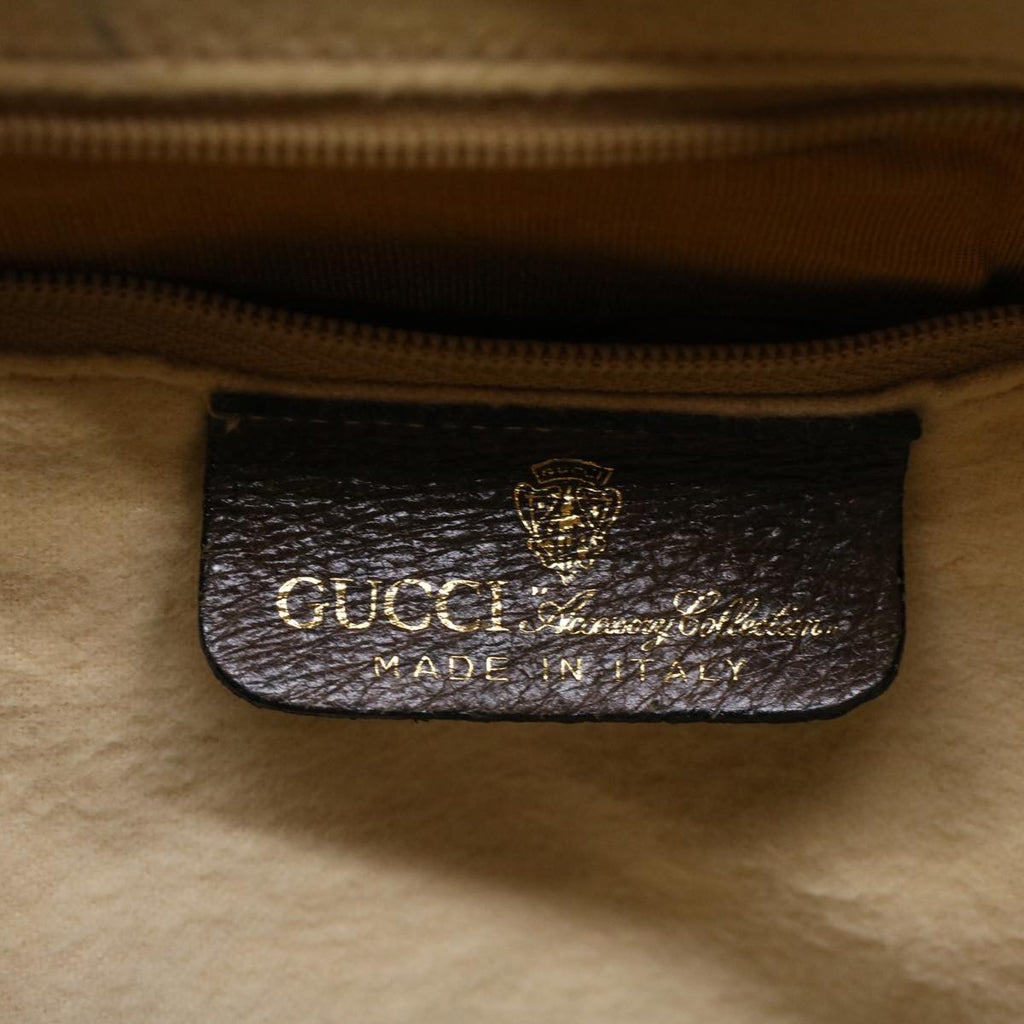 GUCCI GG Supreme Web Sherry Line Hand Bag PVC Leather Beige Red Green 56469