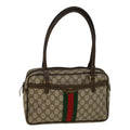 GUCCI GG Supreme Web Sherry Line Hand Bag PVC Leather Beige Red Green 56469