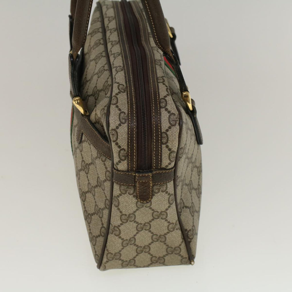 GUCCI GG Supreme Web Sherry Line Hand Bag PVC Leather Beige Red Green 56469