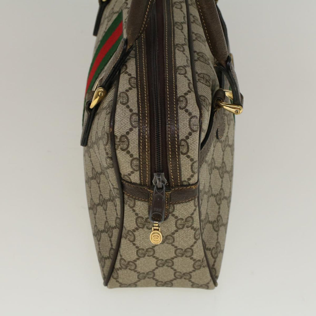 GUCCI GG Supreme Web Sherry Line Hand Bag PVC Leather Beige Red Green 56469