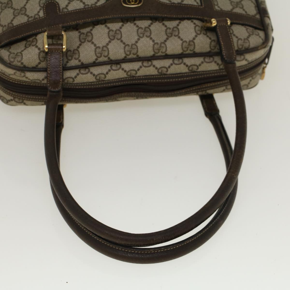 GUCCI GG Supreme Web Sherry Line Hand Bag PVC Leather Beige Red Green 56469