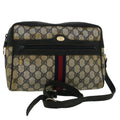 GUCCI GG Canvas Sherry Line Shoulder Bag PVC Leather Navy Red 56483