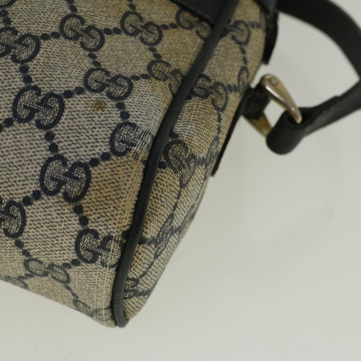 GUCCI GG Canvas Sherry Line Shoulder Bag PVC Leather Navy Red 56483