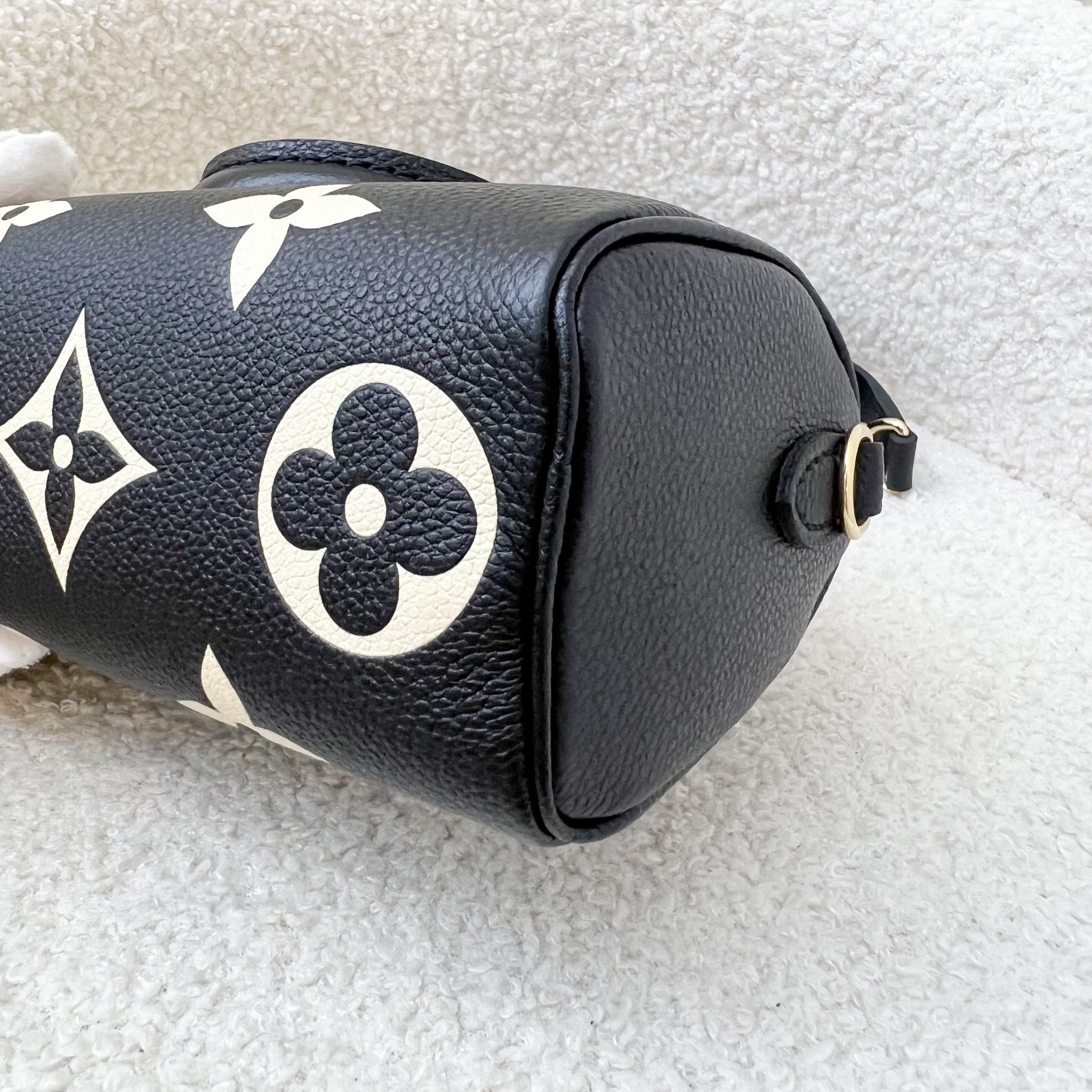 LV Speedy Nano in in Black and Creme Giant Monogram Empreinte Leather GHW