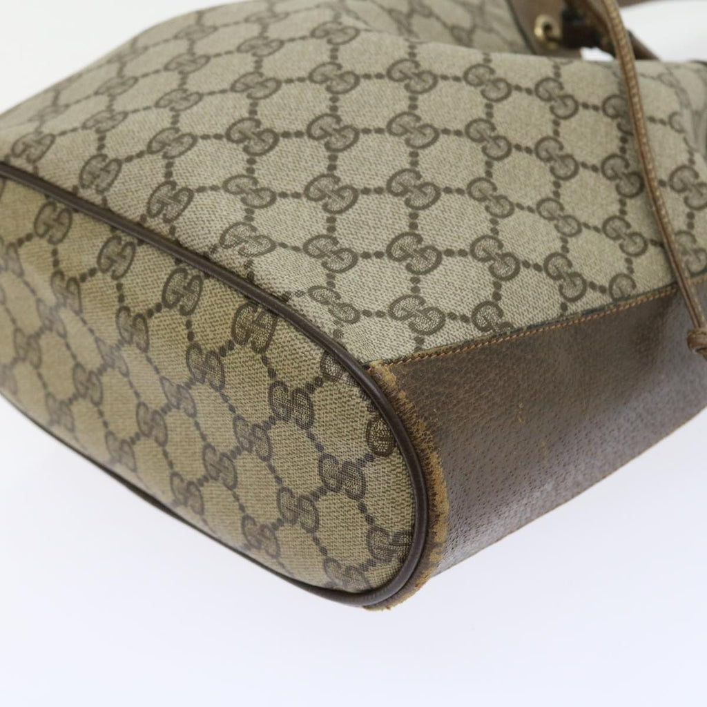 GUCCI GG Canvas Web Sherry Line Shoulder Bag PVC Leather Beige Green 56564