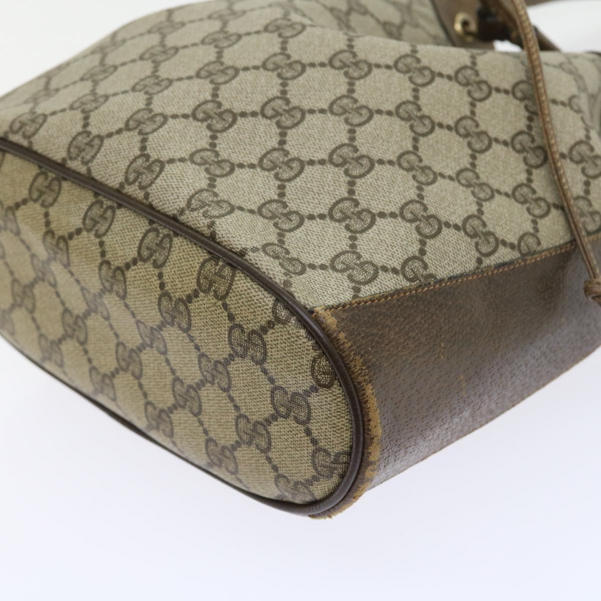 GUCCI GG Canvas Web Sherry Line Shoulder Bag PVC Leather Beige Green 56564