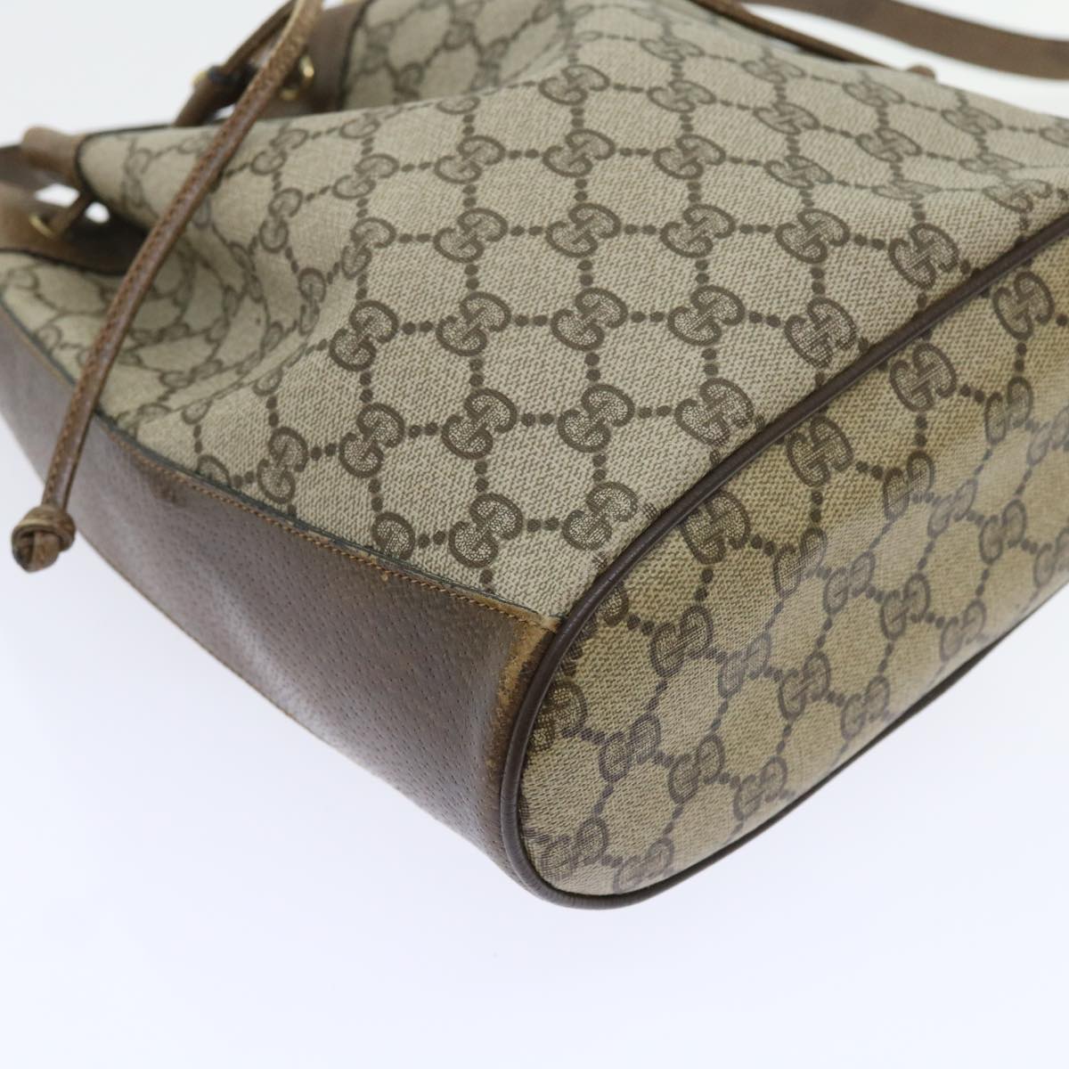 GUCCI GG Canvas Web Sherry Line Shoulder Bag PVC Leather Beige Green 56564