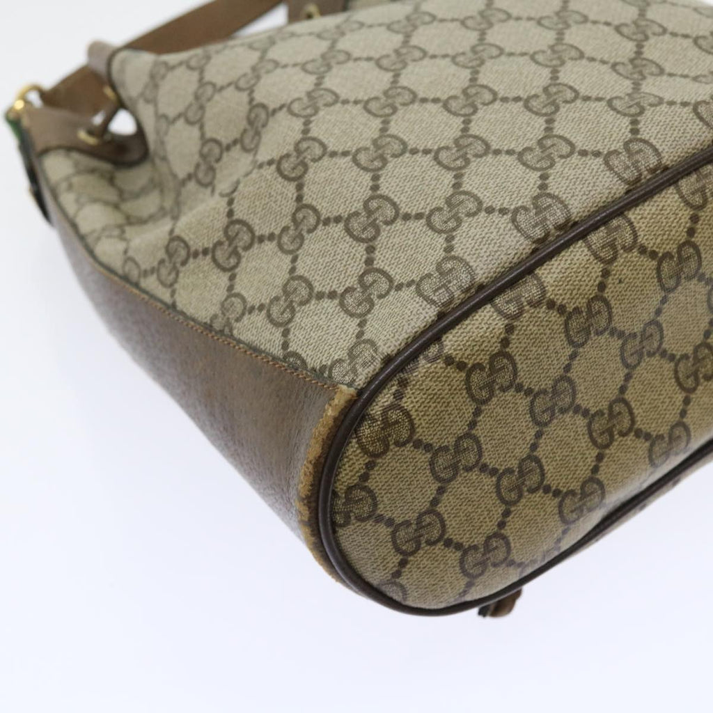 GUCCI GG Canvas Web Sherry Line Shoulder Bag PVC Leather Beige Green 56564