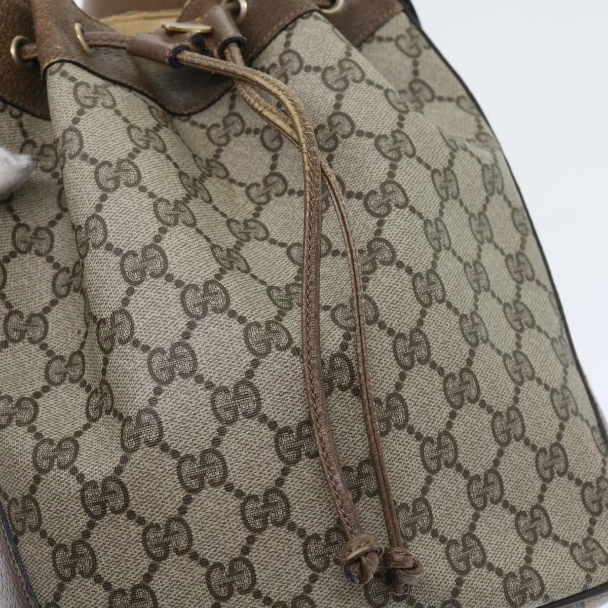 GUCCI GG Canvas Web Sherry Line Shoulder Bag PVC Leather Beige Green 56564