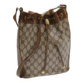 GUCCI GG Canvas Web Sherry Line Shoulder Bag PVC Leather Beige Green 56565