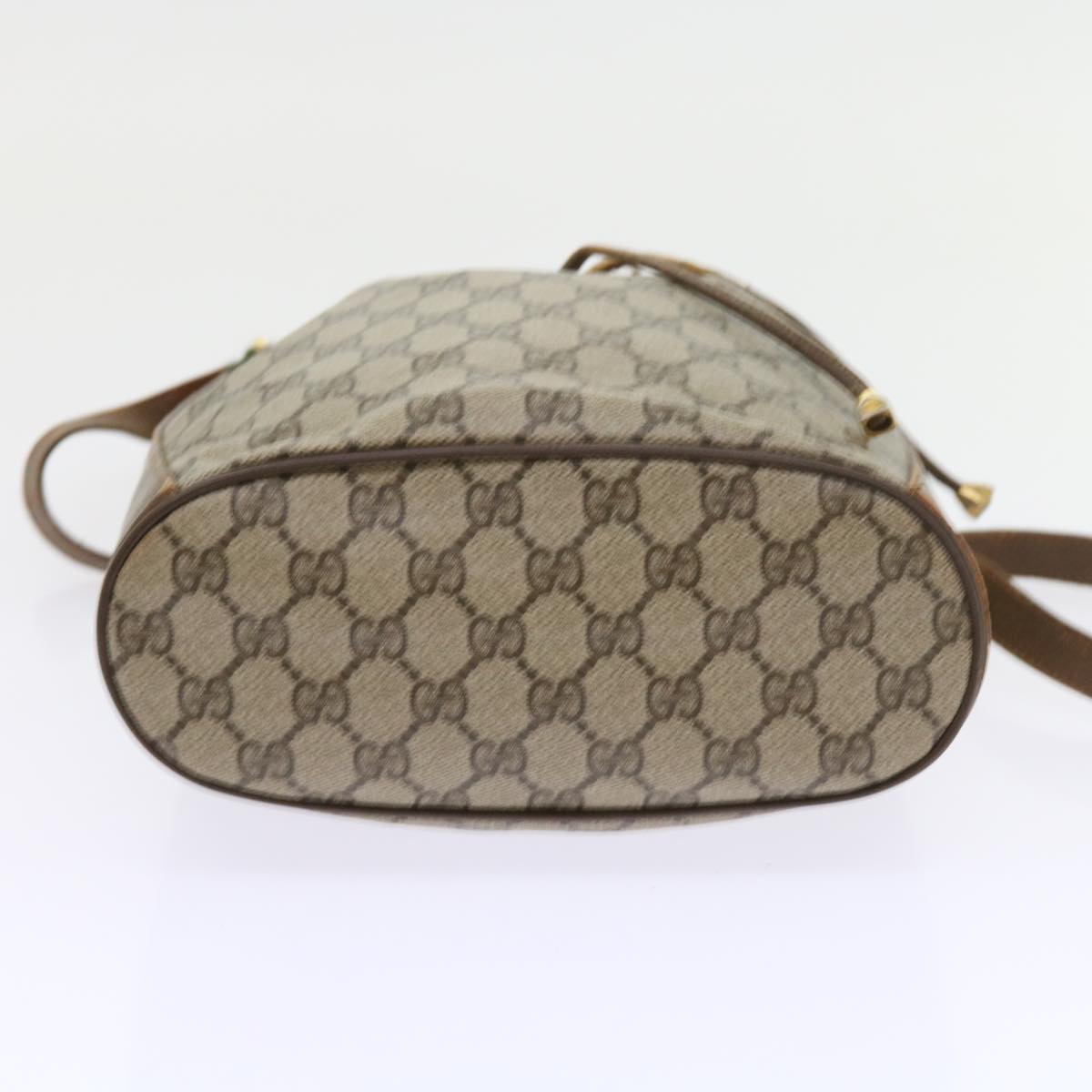GUCCI GG Canvas Web Sherry Line Shoulder Bag PVC Leather Beige Green 56565
