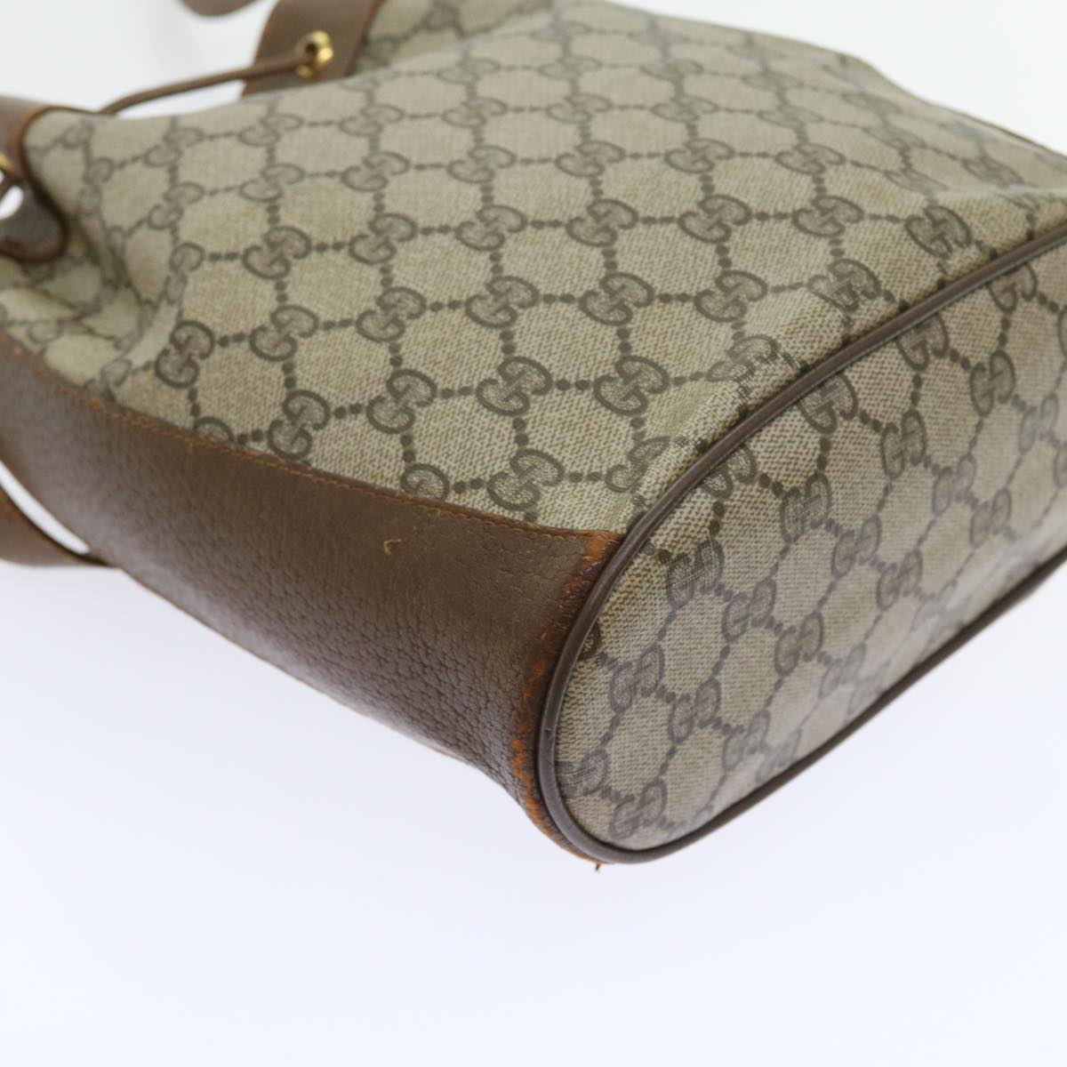 GUCCI GG Canvas Web Sherry Line Shoulder Bag PVC Leather Beige Green 56565