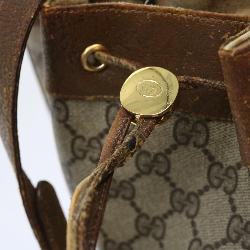 GUCCI GG Canvas Web Sherry Line Shoulder Bag PVC Leather Beige Green 56565