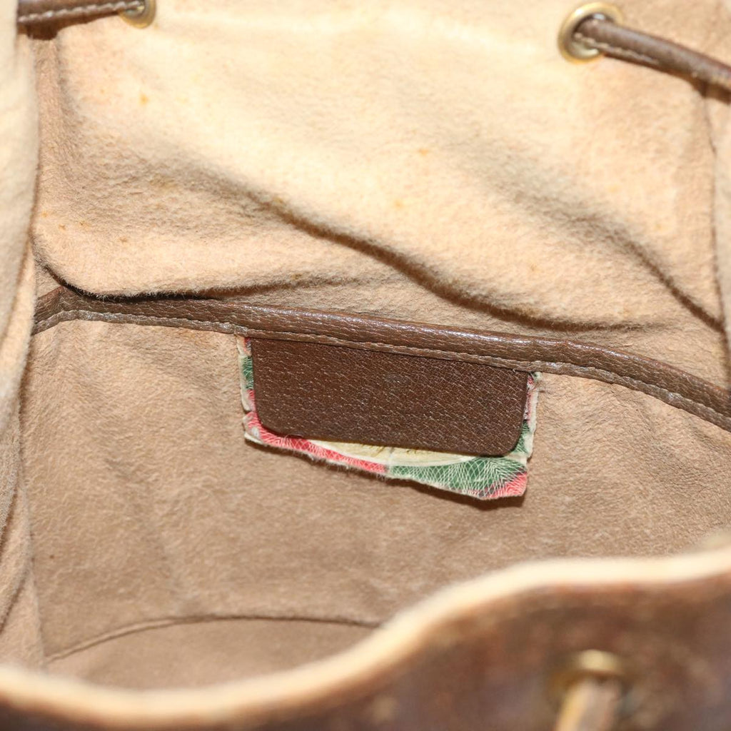 GUCCI GG Canvas Web Sherry Line Shoulder Bag PVC Leather Beige Green 56565
