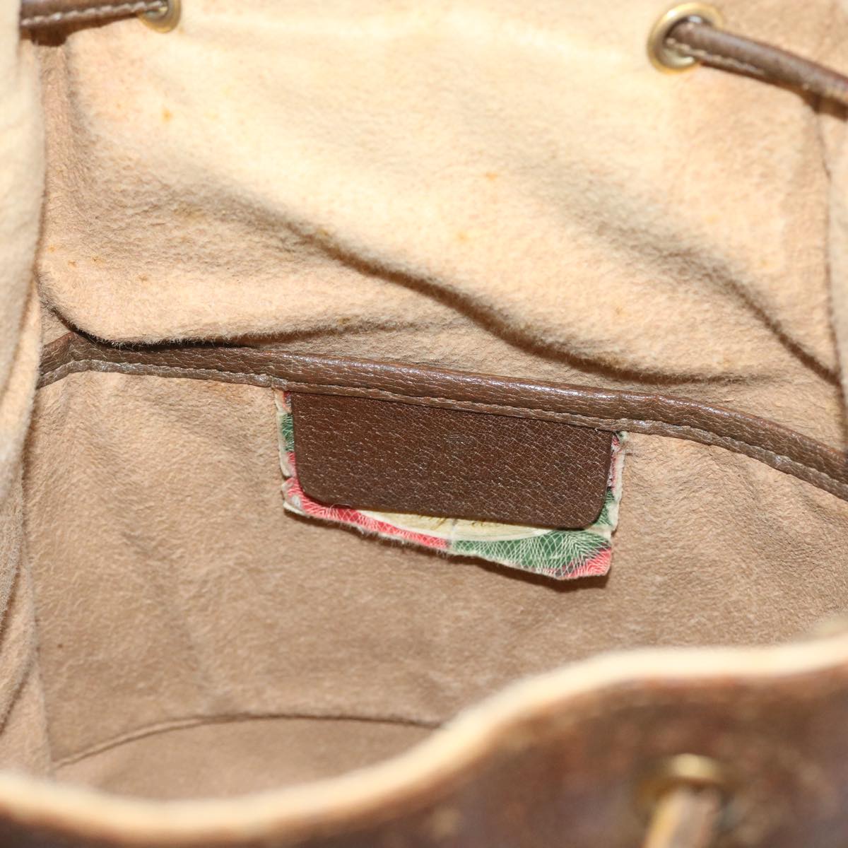 GUCCI GG Canvas Web Sherry Line Shoulder Bag PVC Leather Beige Green 56565