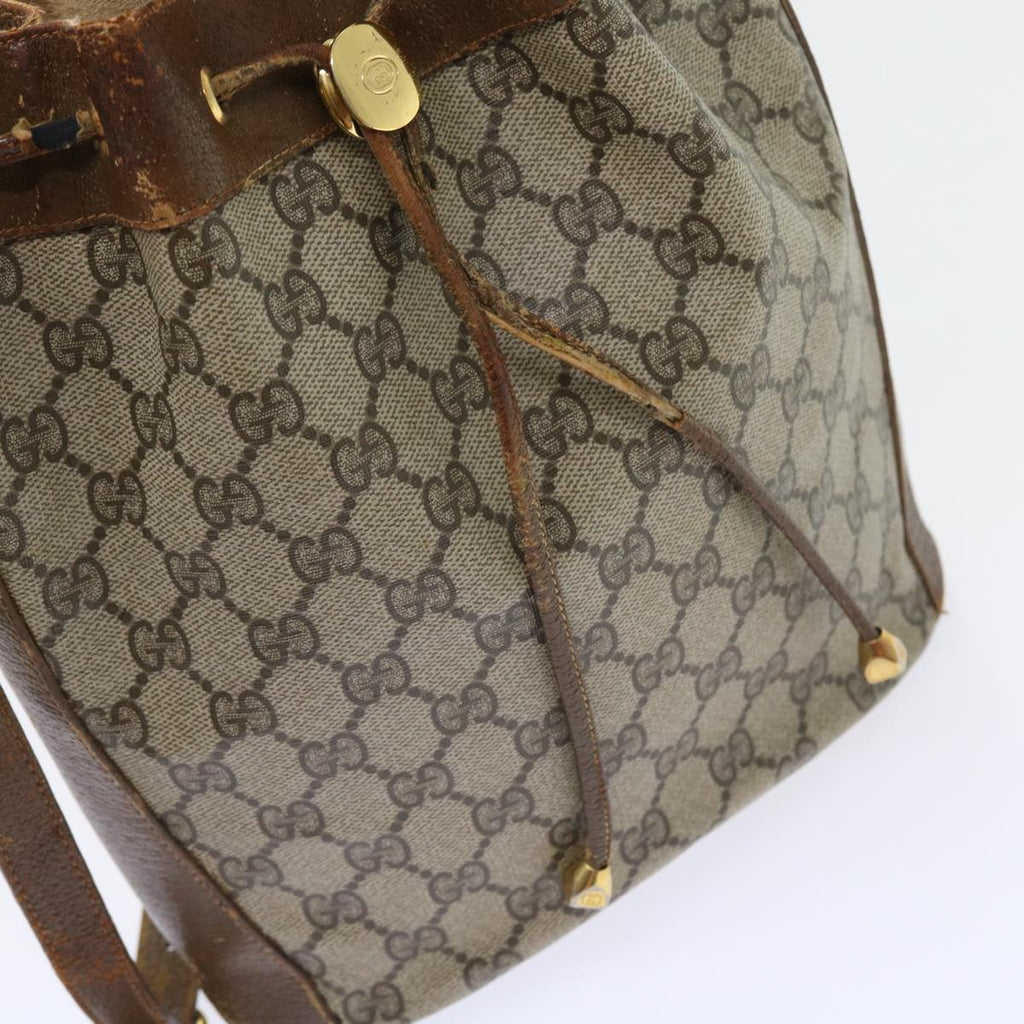 GUCCI GG Canvas Web Sherry Line Shoulder Bag PVC Leather Beige Green 56565
