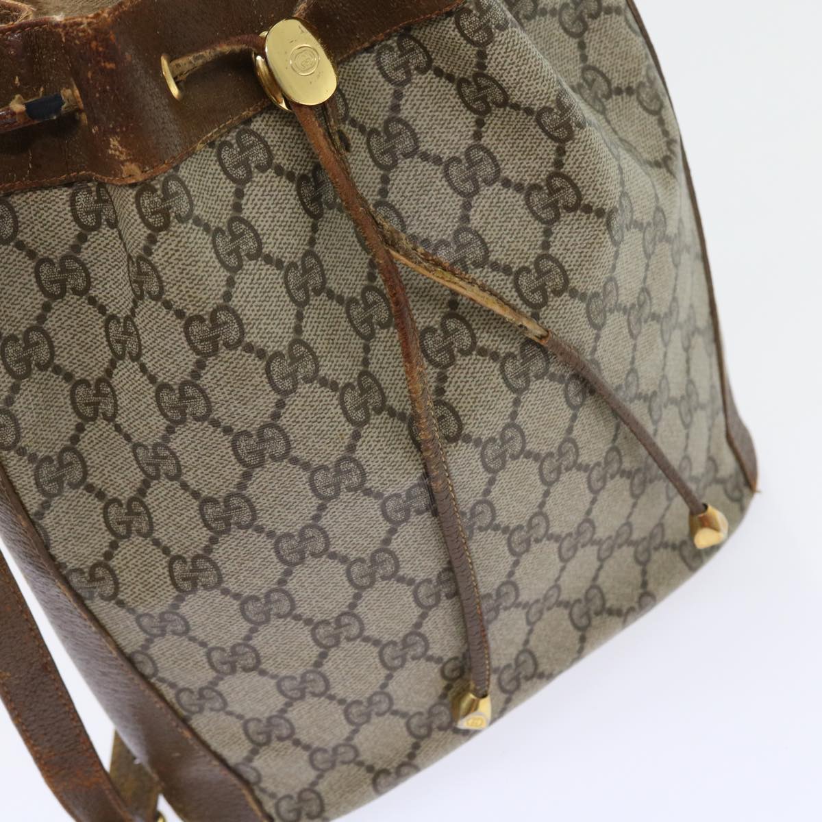 GUCCI GG Canvas Web Sherry Line Shoulder Bag PVC Leather Beige Green 56565