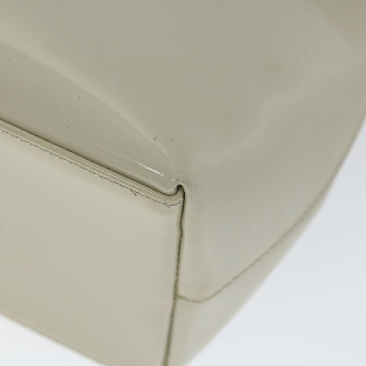 GUCCI Bamboo Shoulder Bag Patent leather Ivory 56566
