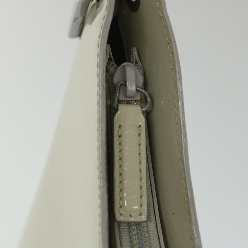 GUCCI Bamboo Shoulder Bag Patent leather Ivory 56566