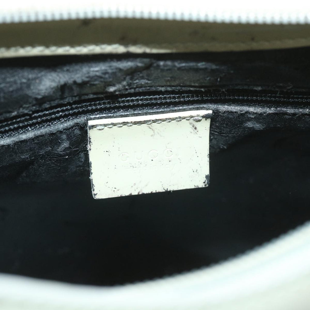 GUCCI Bamboo Shoulder Bag Patent leather Ivory 56566