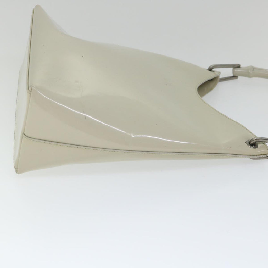 GUCCI Bamboo Shoulder Bag Patent leather Ivory 56566