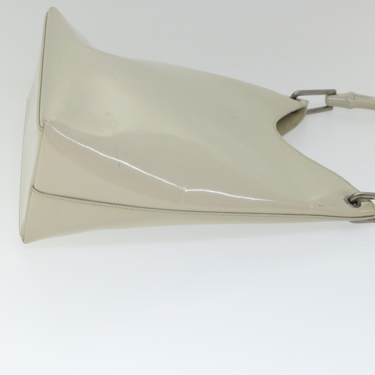 GUCCI Bamboo Shoulder Bag Patent leather Ivory 56566
