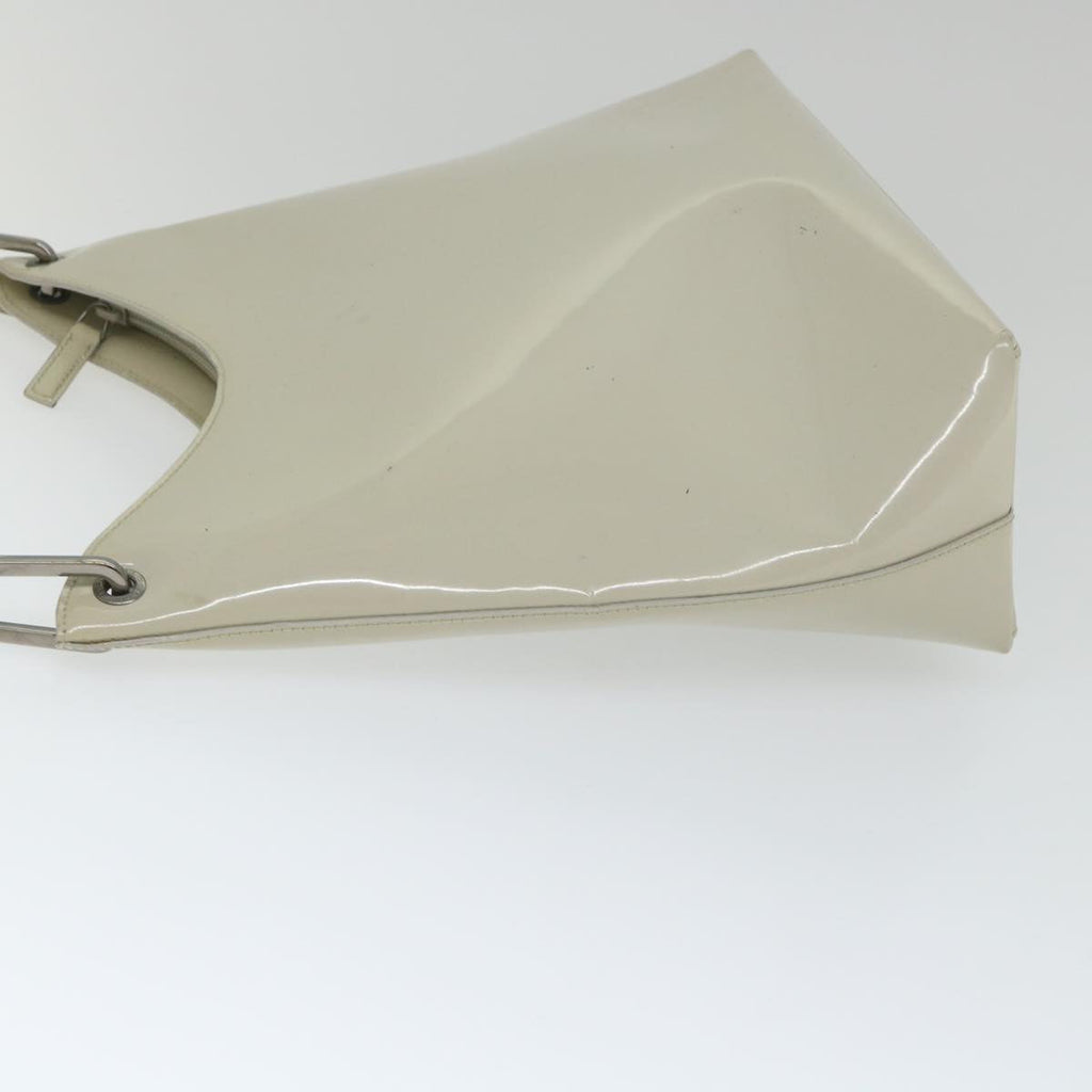 GUCCI Bamboo Shoulder Bag Patent leather Ivory 56566