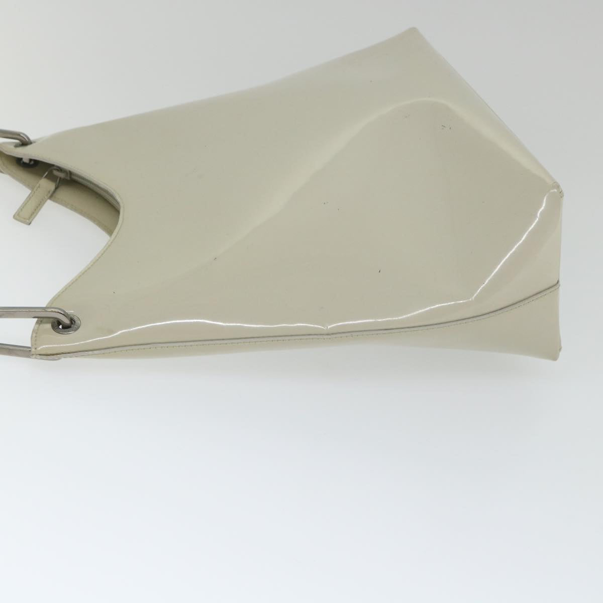 GUCCI Bamboo Shoulder Bag Patent leather Ivory 56566